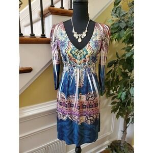 Rosebud Print Long Sleeve Tunic Dress Sz Lge